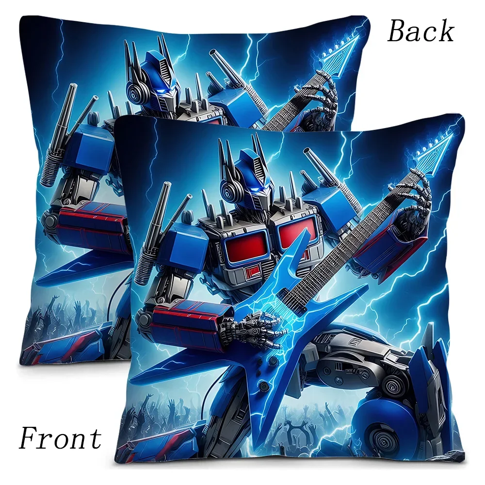 Anime Transformers Autobot Pillow Covers Cartoon Sofa Decorative Home Double-sided Printing Short Plush Cute Cushion Cover