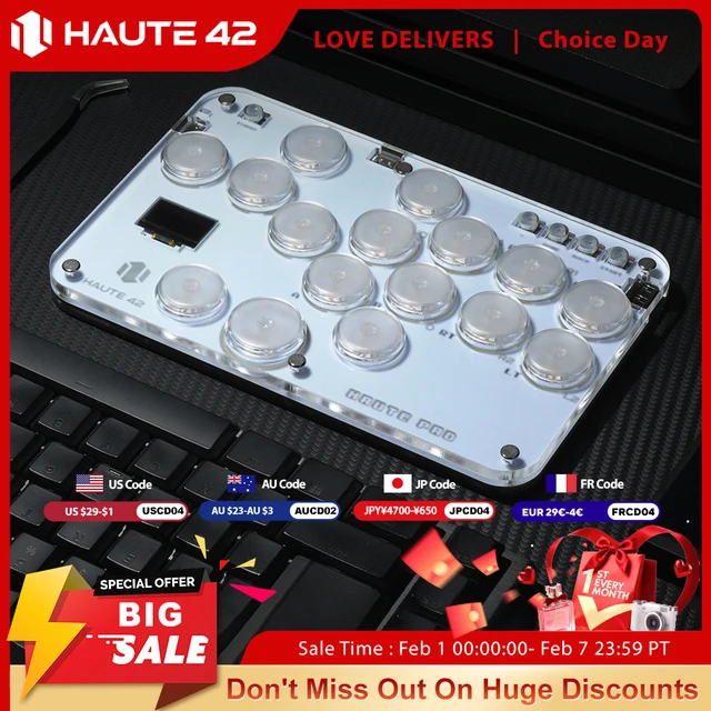 Haute42 Arcade Joystick Hitbox Leverless Controller Fight Sticks For PC / Ps4 /Switch Mini Hitbox Fighting Game Arcade Stick