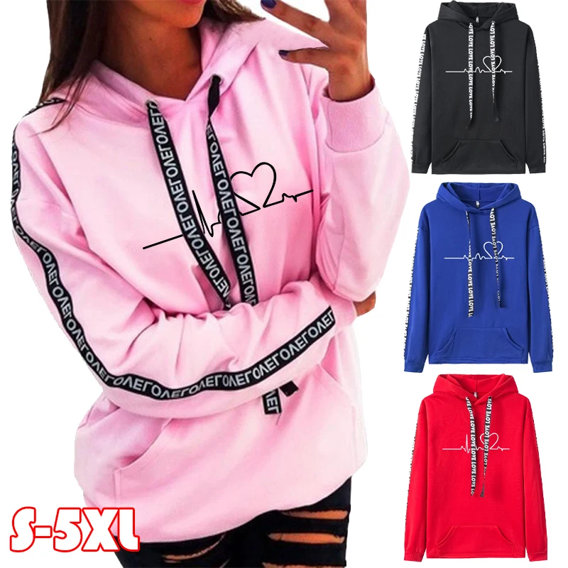 

New Autumn Winter Fashion Thin Fleece Hoodies for Women Alphabet Print Sweatshirts for Young Women Loose Casual Blouse