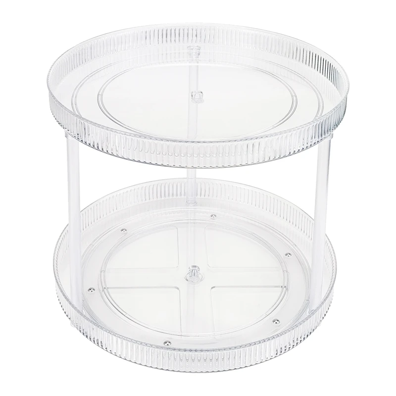 

360° Rotating Storage Tray 2 Tier Lazy Susan Bathroom Countertop Organizer, Cosmetics And Perfume Organizer