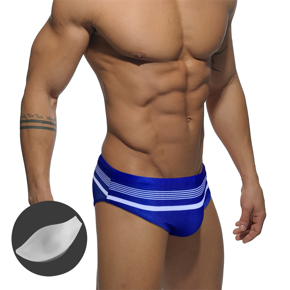 

Men's New Striped Swim Trunks European American Fashion Sexy With Push Pads Swim Trunks Summer Beach Surf Quick Dry Bikinis 2022
