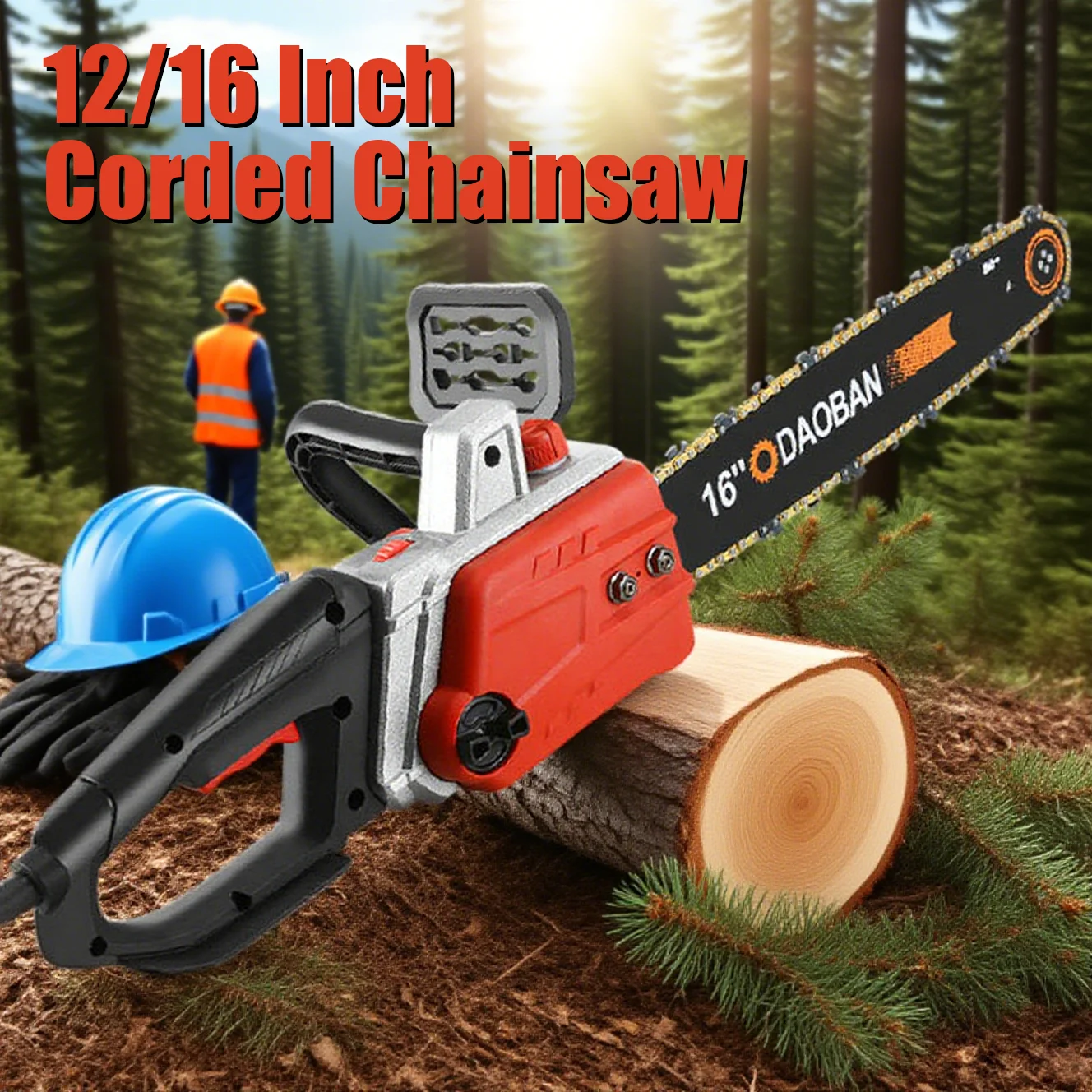 12/16 Inch High Power Corded Chainsaw 220V handheld AC household Brushless Electric Chain Saw for Wood Felling Cutting Mini Chainsaw