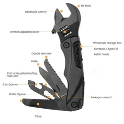 Outdoor Camping Multi-Function Wrench Pliers Multi-Function Adjustable Wrench Folding Knife Saw Wrench Combination Hand Tool Set