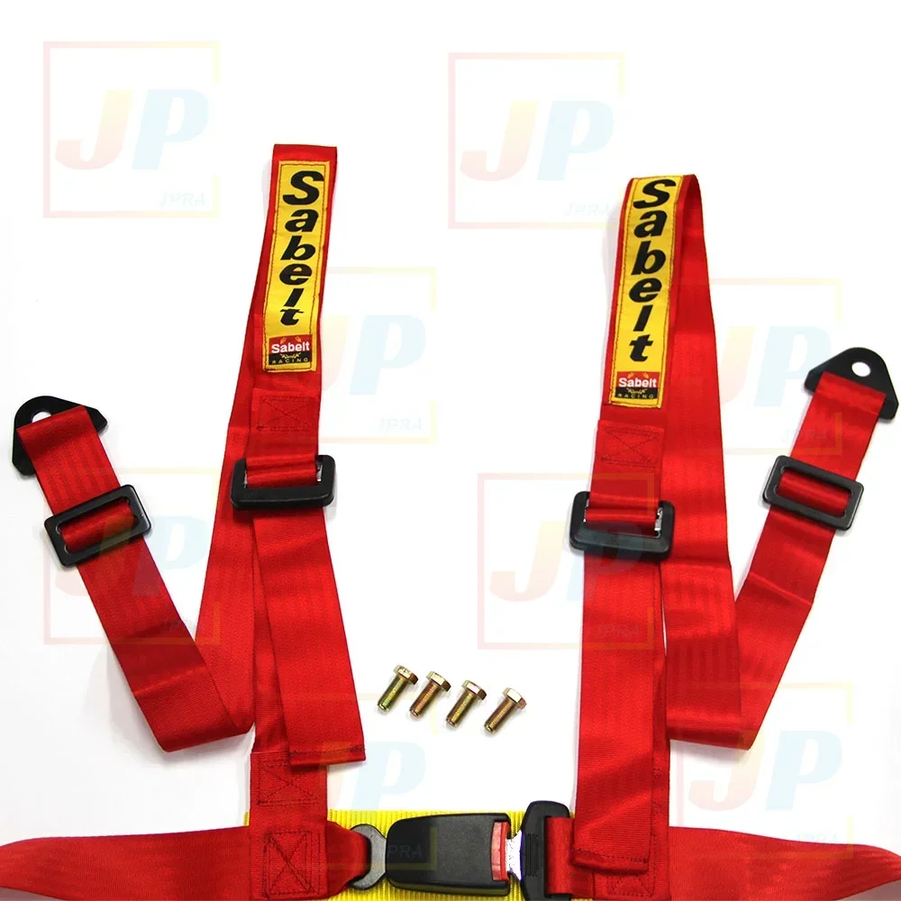 Car Seat Belt JDM Sabelt Racing 4-Point Safety Harness Universal 2" Snap-In Drifting Style Bolt Mounting