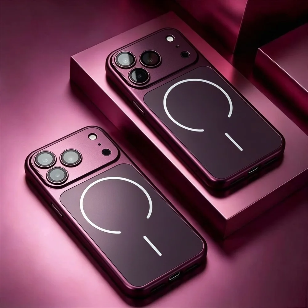 Sleek Metallic Magnetic Phone Case with Camera Lens Protection and Large Viewing Window
