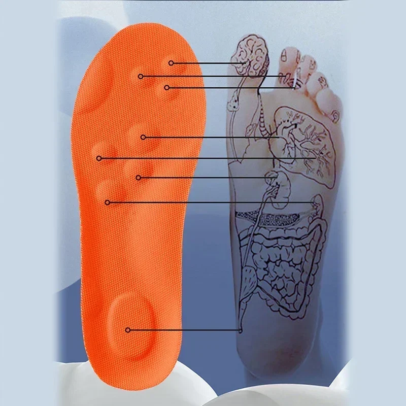 Large Size 4D Sports Massage Insoles EU47-48 for Adults High Elastic Soft Deodorization Massage PU Running Football Shoe Pads