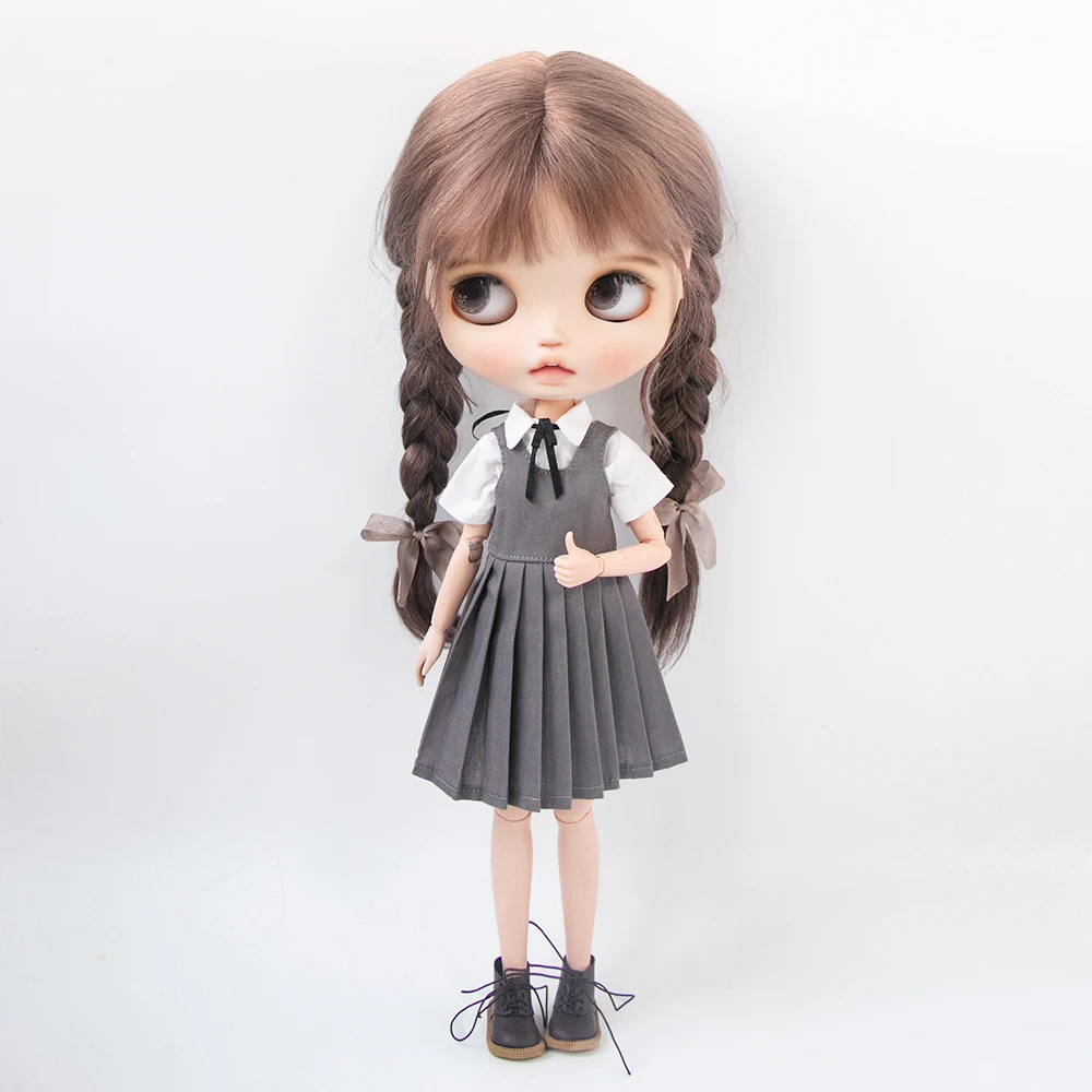 Blyth Doll Clothes BJD Dress School Uniform Plaid Dress Kawaii JK Style Outfit for OB24 YMY Licca Azone Fashion Doll Accessories