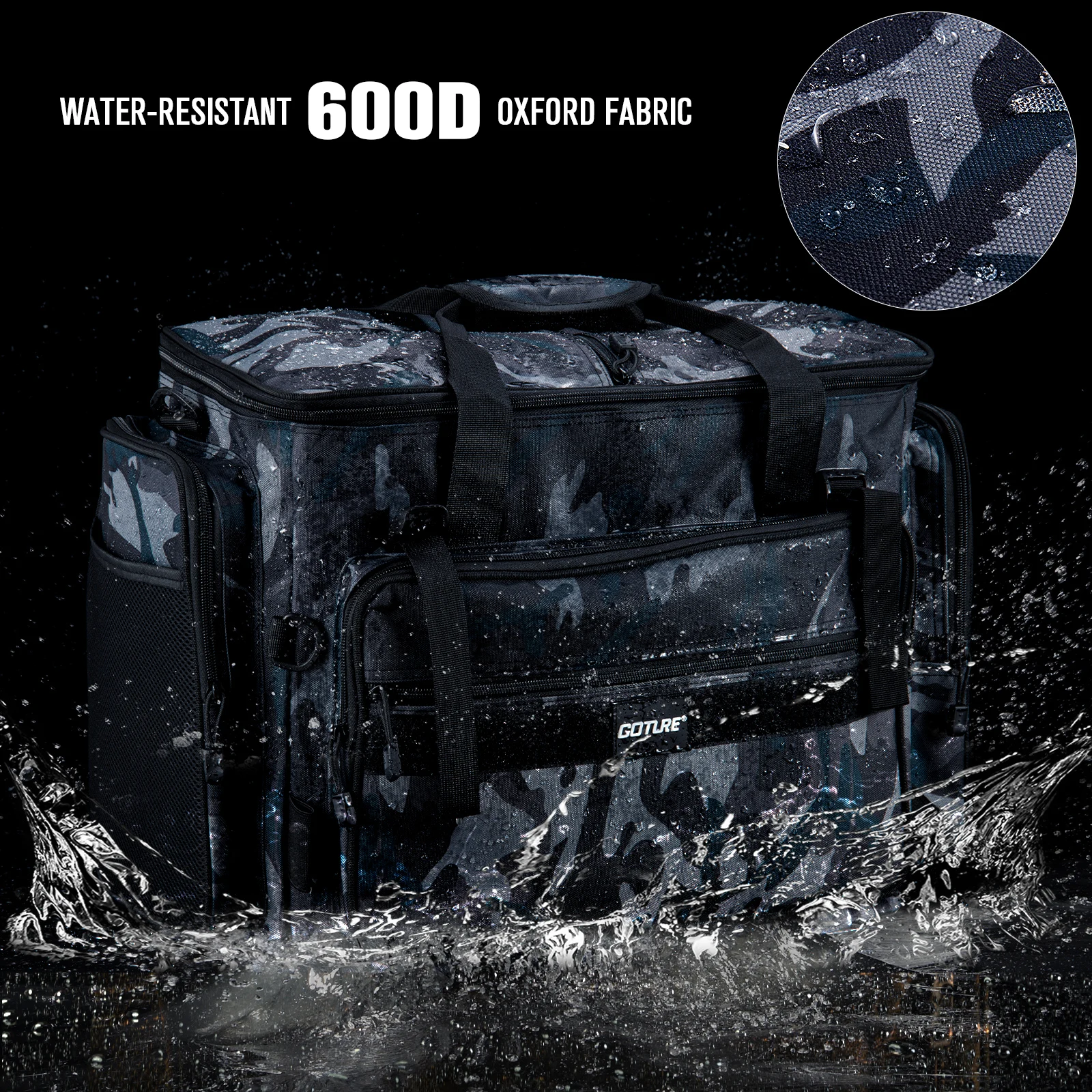 Goture-多機能屋外釣りバッグ,大容量,防水,釣り道具用,600d