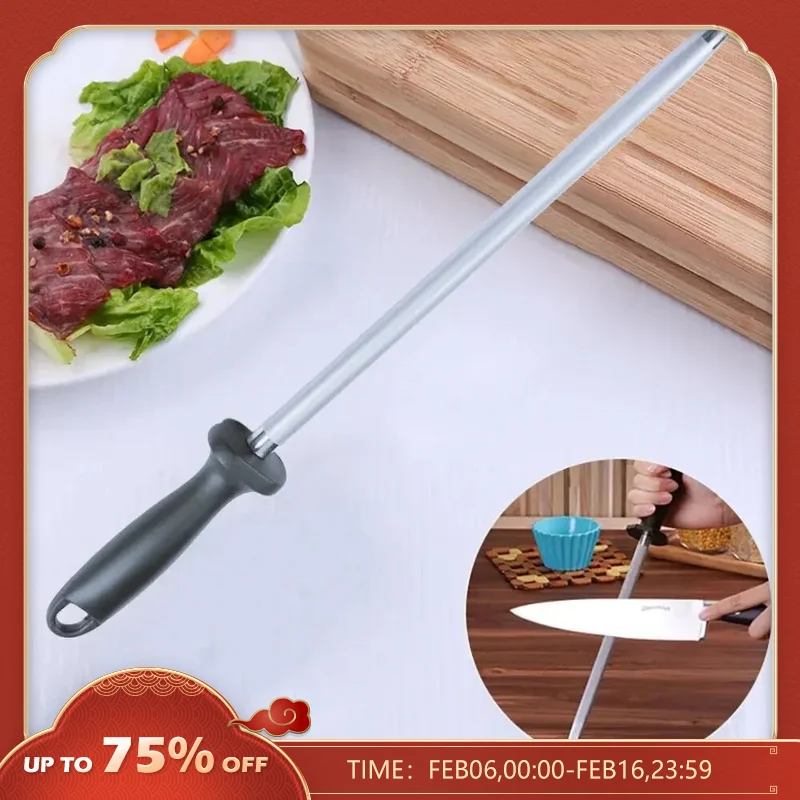 Fusil à Aiguiser Diamant Grain 30 Cm, Acier D'affûtage Professionnel Pour Chef Maître, Idéal Pour Couteau De Cuisine, Boucheries Et Japonais, Chasseur Ou Bâton, Noir Ii