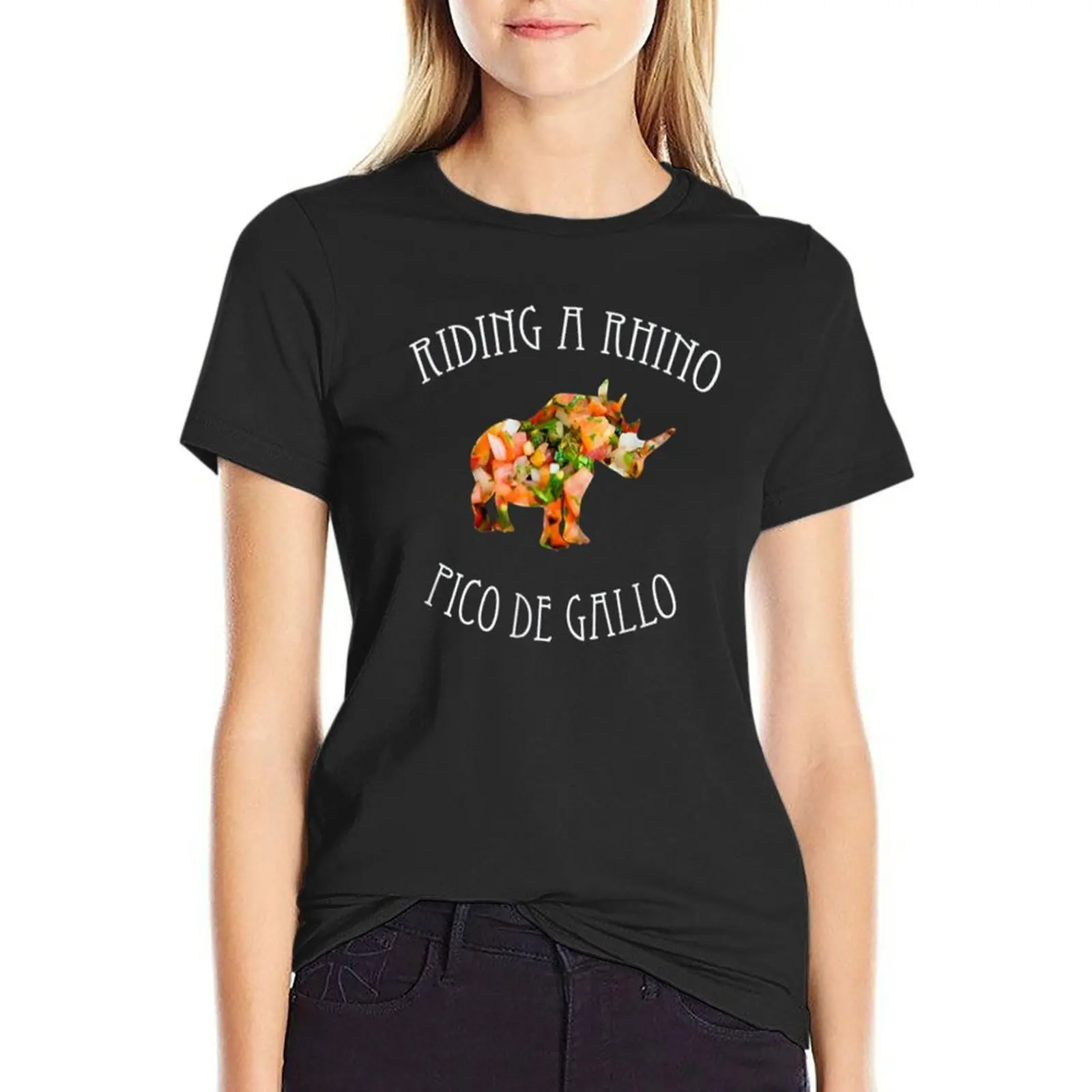 

Dance Gavin Dance merch - RIDING A RHINO - PICO DE GALLO T-Shirt Blouse female animal print shirt for girls Woman fashion