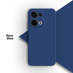 Premium Soft Square Liquid Silicone Candy Case Cover - High Quality Simple Mobile Back Shell for OPPO Reno13 (Navy Blue)