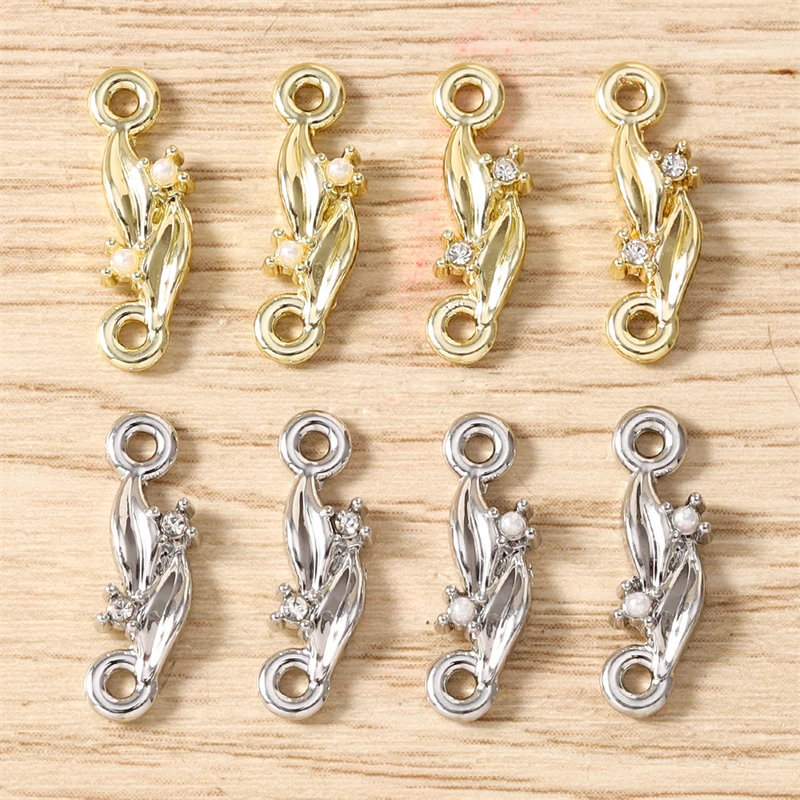 5 Stück niedliche gold- und silberfarbene Metall-Anhänger in Baumblattform für die Schmuckherstellung, DIY-Armbänder, Halsketten, handgefertigte Bastelbedarf