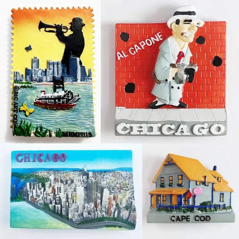 

America Tourism Souvenirs Memphis Chicago Fridge Magnets United States Fridge Stickers Home Decor Wedding Gifts Magnetic Sticker