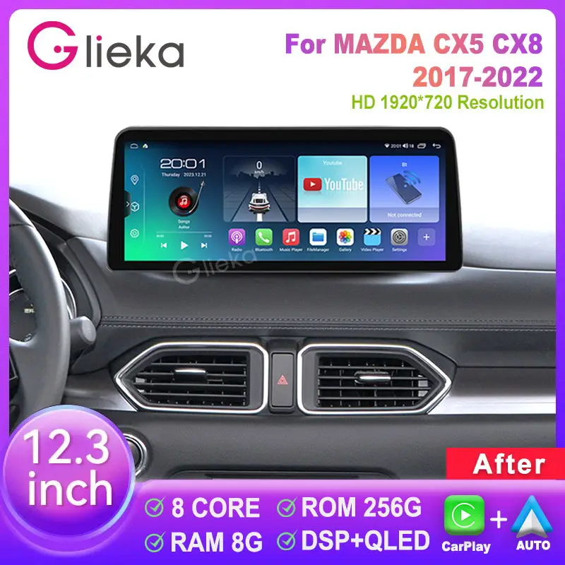 12.3 Inch radio Android 13 For MAZDA CX5 CX-5 CX8 2017 2018 2019