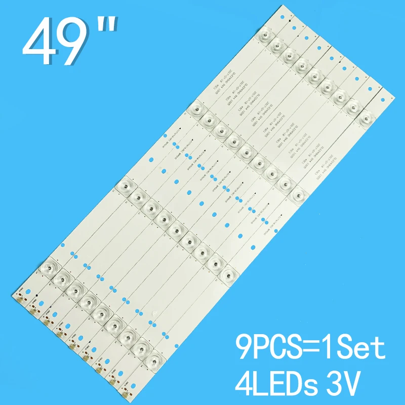 100% New 9PCS 451MM Original LED Backlight Bar for 49 Inch TV DLED49HD 9X4 1005 E177671B/PEC BPM2V0 1732 4LEDS 3V Square Lens