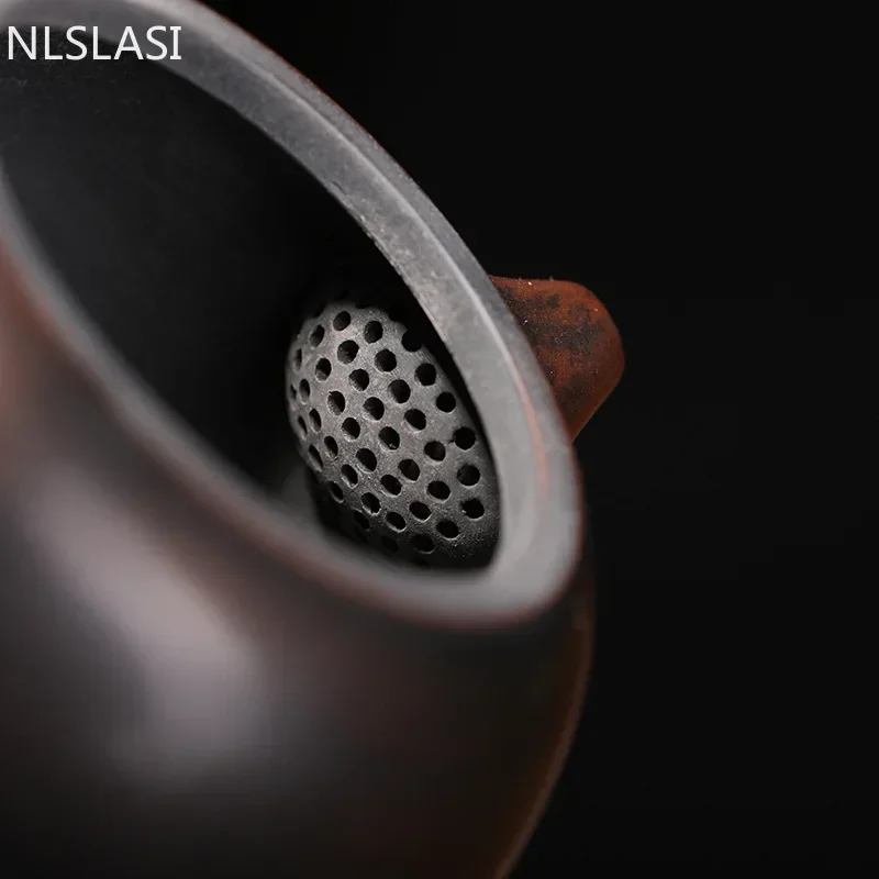 Chinese Hand Carved Dragon Pattern Yixing Purple Clay Teapot Pure Handmade Colourful Mud Painted Xi Shi Pot Ball Hole Filter