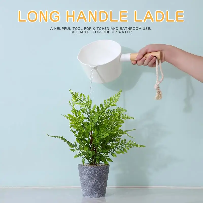 Description Picture 3 of itemHemoton Water Ladle Long Wooden Handle Water Scoop Bath Ladle Dipper for Home Kitchen Bathroom