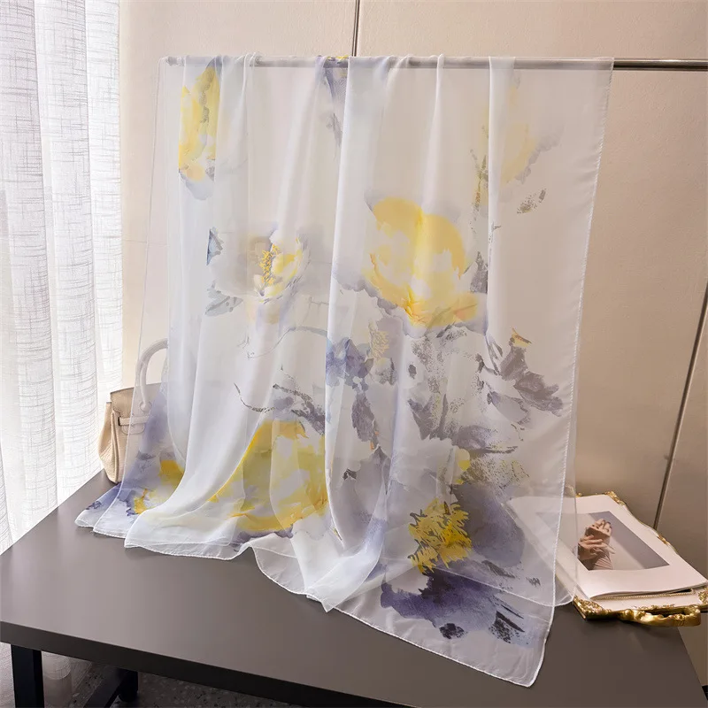 Nuovo 185*120 cm Donne Sottile Grande Sciarpa Primavera Autunno Estate Elegante Viaggio Wrap Morbido Stampa Scialle Lungo Echarpe Hijab 2025 Bandane 6