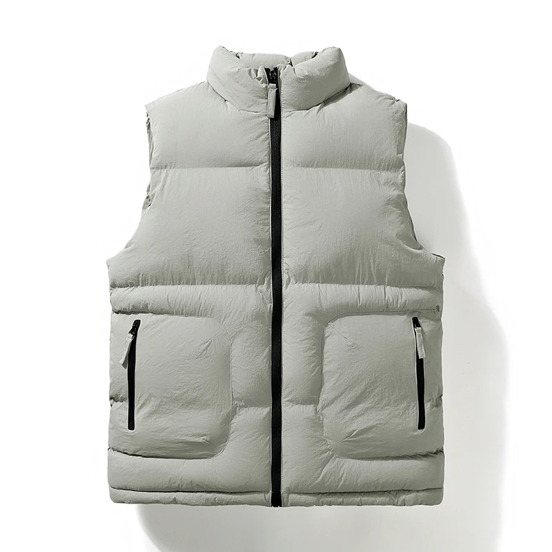 New Men'S Autumn And Winter Fashion Sports Leisure Down Cotton Vest Youth Trend Versatile Standing Collar Warm Waistcoat Coat
