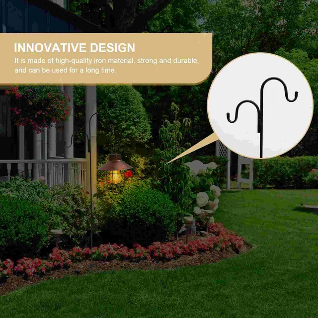Pásztor Horog Kerti Lámpa Fogas Kerítés Napelemes Lámpák Kültéri Vas Függő Udvari Utcai Lámpás Ültetvényes - Image 5