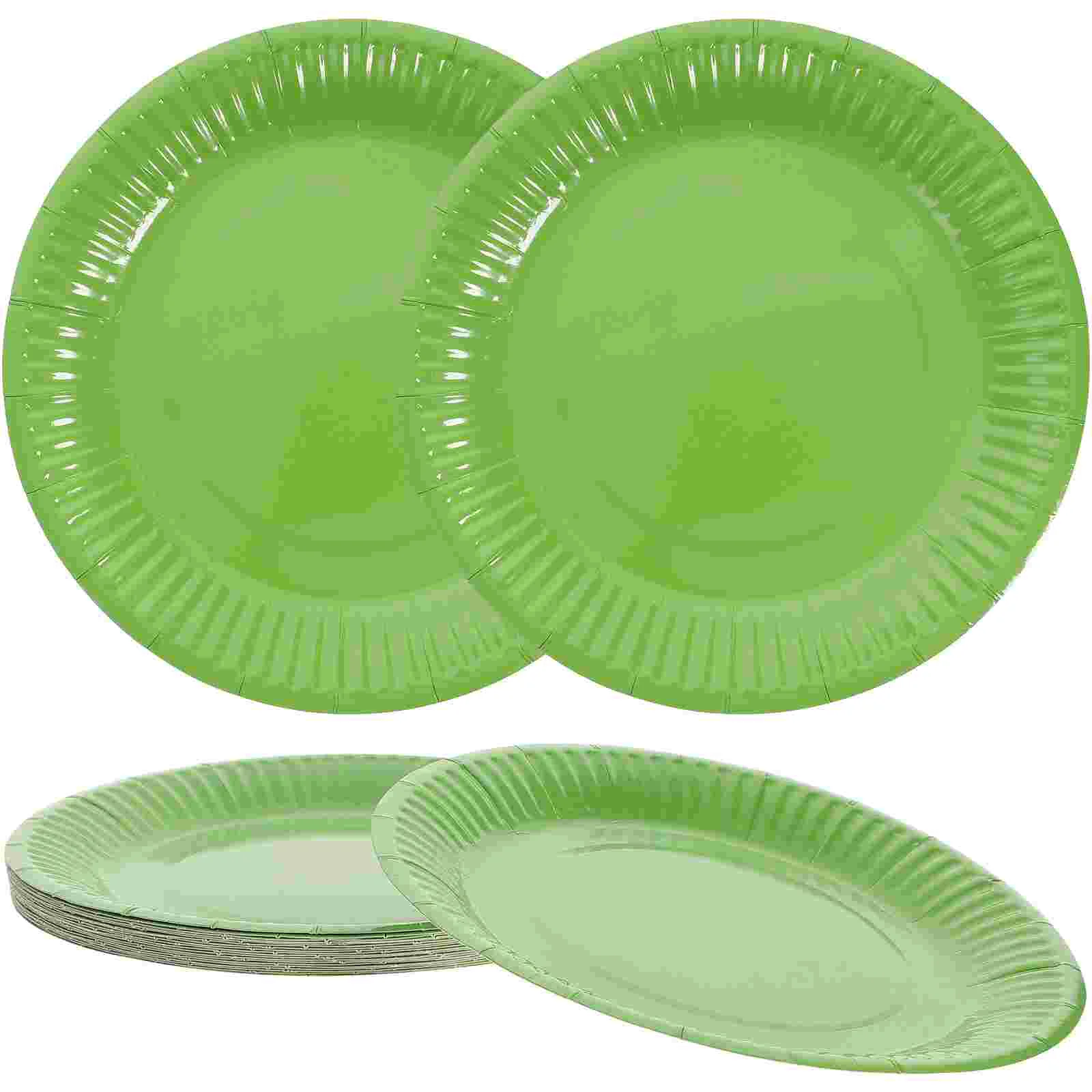 20 Pcs Cake Decor Green Paper Plates 7 Inch Tray Saucepans Child Party Tableware