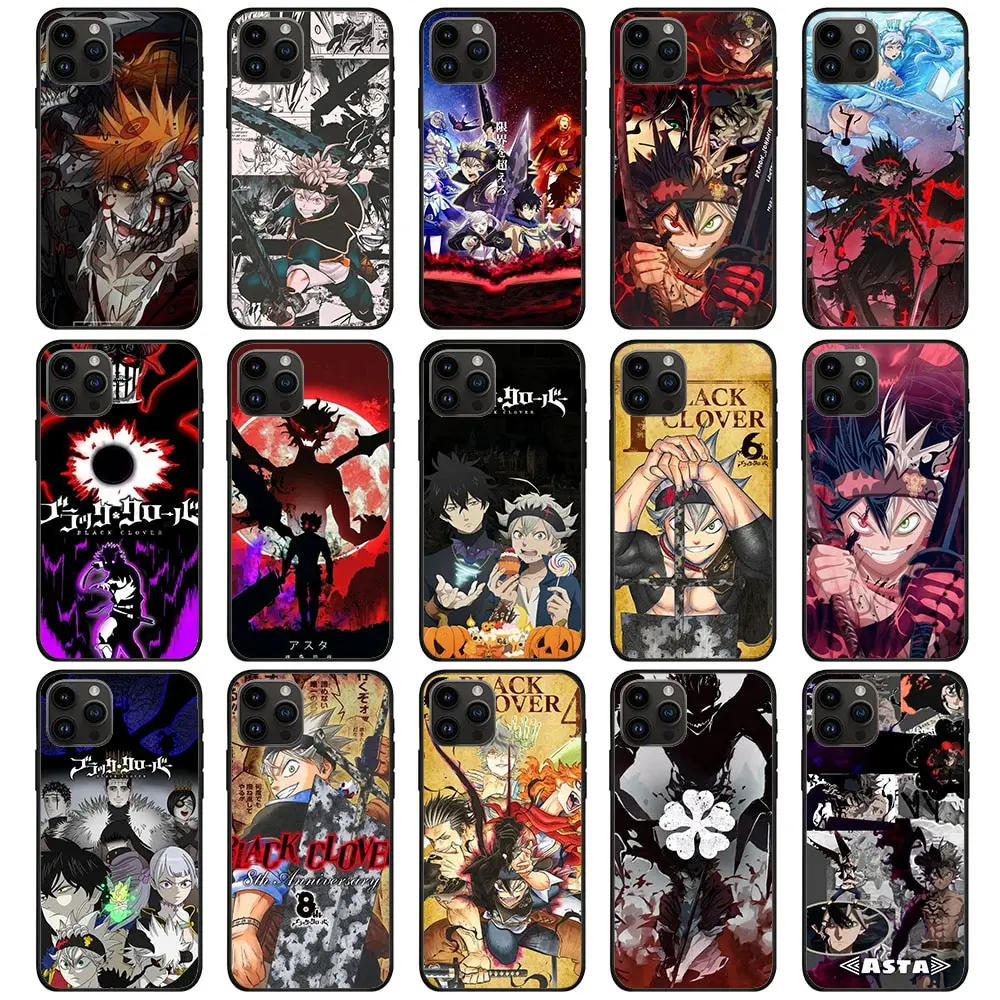 Custodia Flessibile In Tpu Per Iphone 5 5S 6 6S 7 8 Se 13 X Xs Mini Plus Pro Max Dr-5 Asta Black Clover