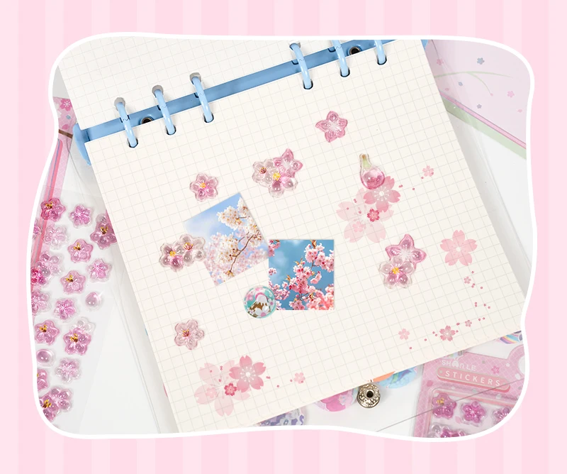 Cherry Blossom Petal Sakura Drop 3D Relief Stickers Scrapbooking DIY Journaling Stationery Diary Decor School Cute Stickers
