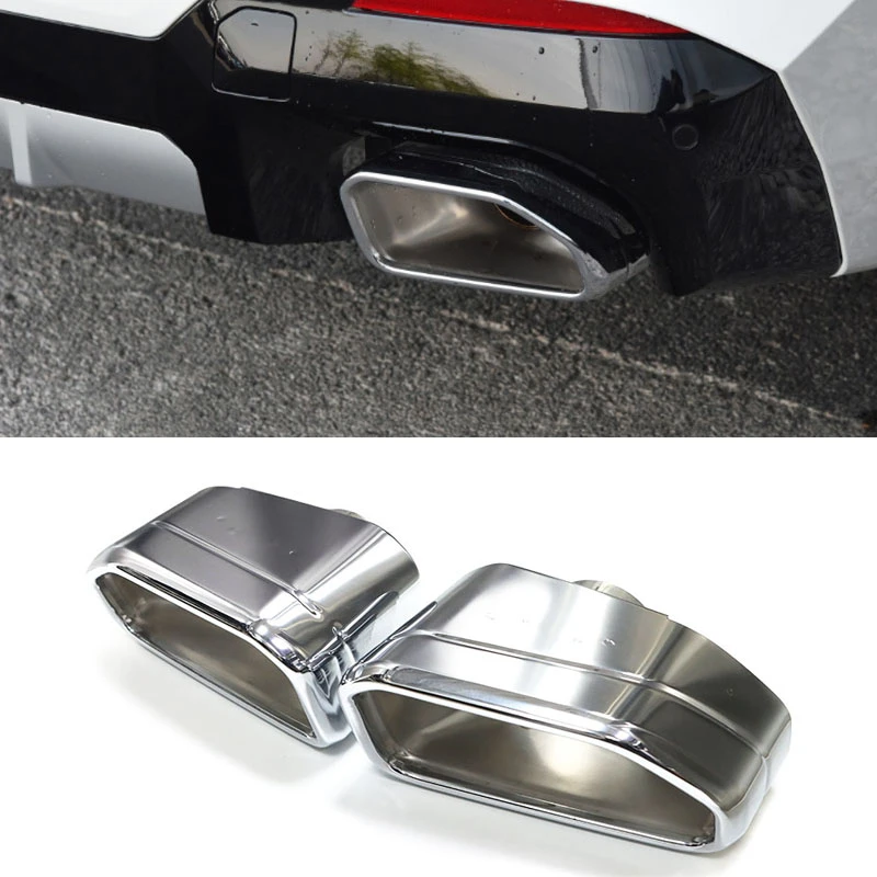 1 Pair Car Exhaust Tip For BMW X3 X4 G08 30i 2022 Square Exhaust Pipe