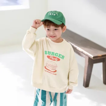 2025 Autumn New Children Casual Sweatshirt Cute Print Boys Long Sleeve Pullover Kids Girls Loose Tops Cotton Baby Clothes