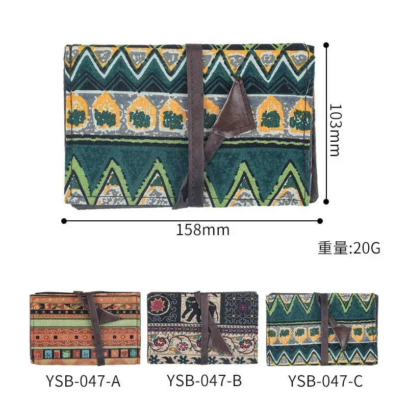 Borsa per Tabacco Vintage in Stile Etnico, Stampata a Mano, Portatile a 3 Pieghe, Accessorio per Fumatori da Uomo - immagine 6