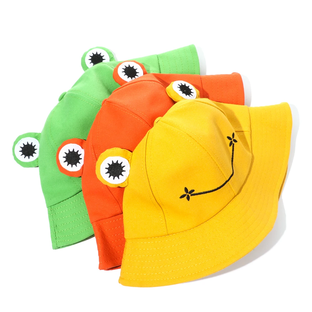 Soft Gifts Women Girls Fashion Sun Hat Frog Bucket Hats Cartoon Cap Fishing Cap ladies bucket hat