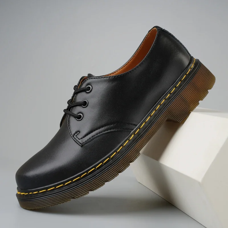 Couple boots new couple casual leather shoes fashion plus size low top cargo boots comfortable trendy outdoor booties