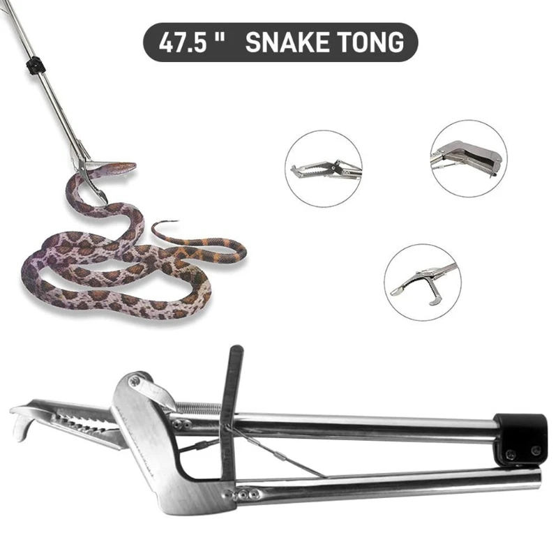 Y5GB Snake Tongs Reptile Catcher Stainless Steel Wide Jaw Pick-up Handling Tool Multiple Size with Self-Lock Function 3 Size