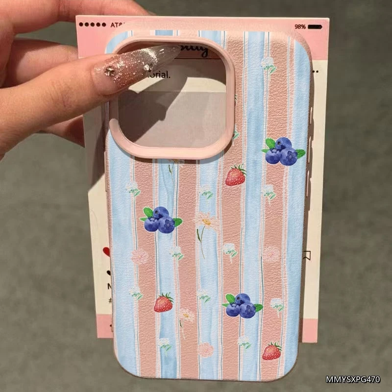 Strawberry Striped Floral Pattern Phone Case Cover