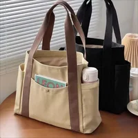 Large Capacity Canvas Tote Bags for Work Commuting Carrying Bag College Style Student Outfit Book Shoulder Bag Bolsos Para Mujer 6