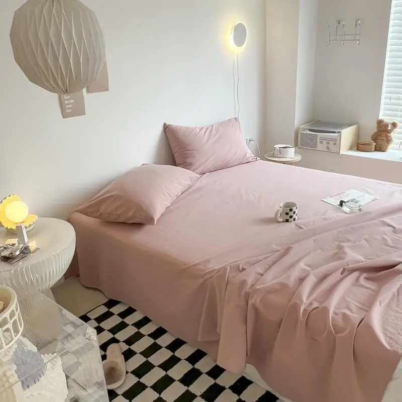Solid Simple Sheets Household Bedroom Universal Skin-friendly Bedcover Washable Adults Students Bedding Thicken King Queen Size 6