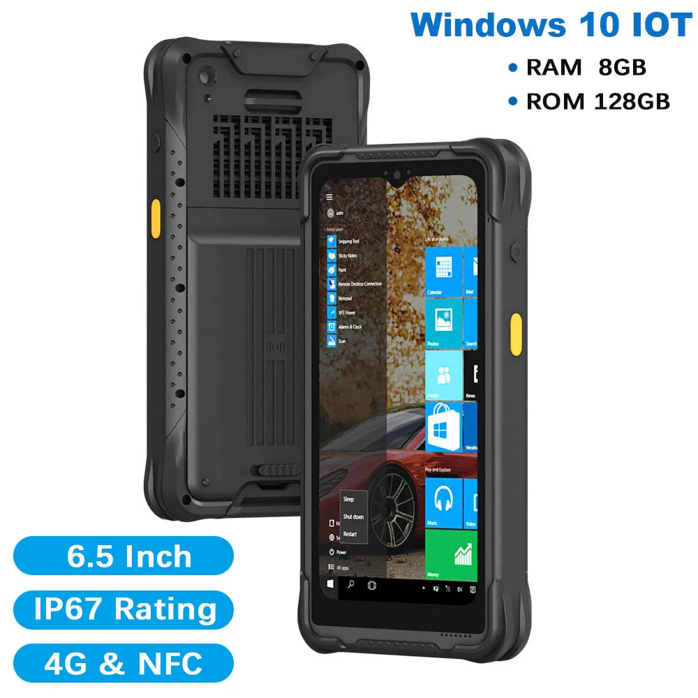 Tablet Palmare Robusto Da 6.5 Pollici Pda Windows 10 Iot Os Con 8G Ram 128G Rom Wifi Gps Gsm/4G Lte Dock Di Ricarica Bluetooth Per Fotocamera