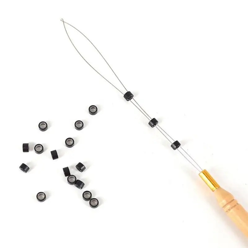 Outils de traction de crochet d'extension de cheveux de micro anneau, utilisé avec des perles de pince à cheveux, enfileur de boucle, 1PC