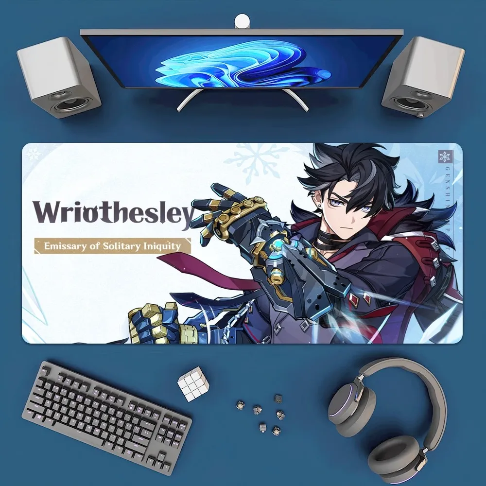Game Genshin Impact Wriothesley Mousepad Office Large Mouse Mat Keyboard Mats Rubber PC Computer Game Big Anti-slip Mice Mat 3