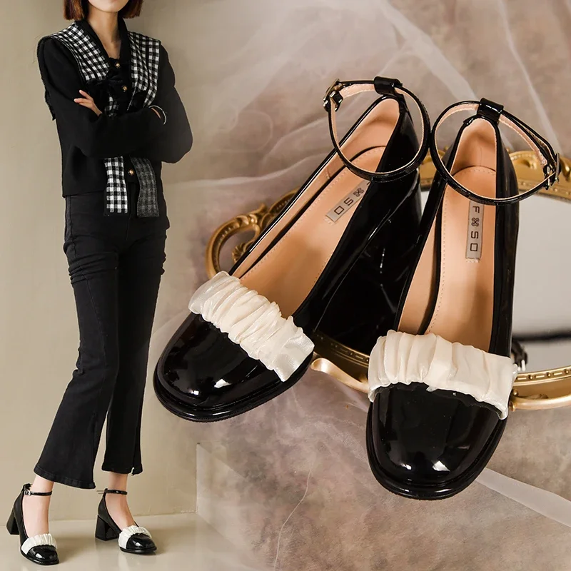 Sweet Buckle Mary Jane Summer Thick High Heel 6.5CM Sandals 2023 Gentle Casual Street Fashion Trend Office Ladies High Heels