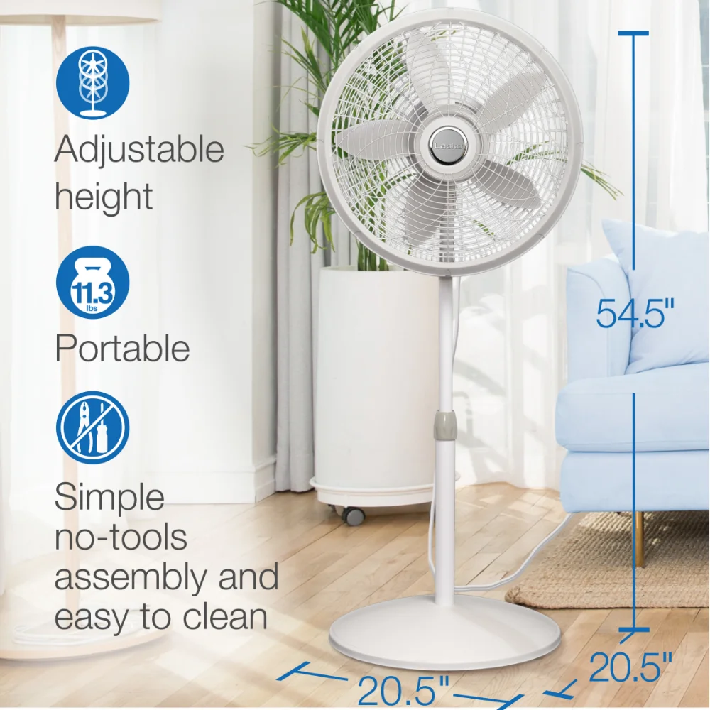Lasko 18 Oscillating 3-Speed Elegance u0026 Performance Pedestal Fan, 1820,  White - AliExpress