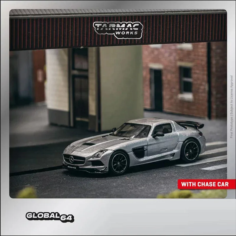 

Tarmac работает 1:64 SLS Coupe литой автомобиль из сплава черная серия серебристый металлик