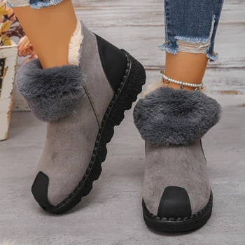 شتاء جديد جولة تو سميكة سوليد مريحة أحذية الثلوج غير رسمية عصرية ومثيرة بالإضافة إلى حجم أحذية المشي الدافئة للنساء 2