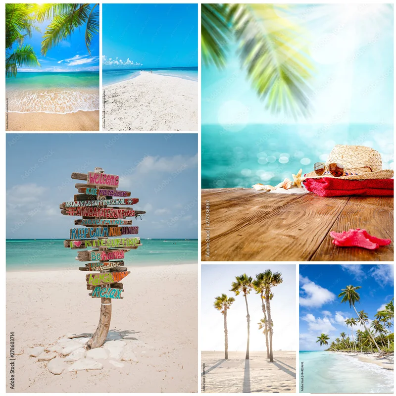 

Tropical Sea Beach Palms Tree Photography Background Natural Scenic Photo Backdrops Photocall Photo Studio 211227-HHB 04