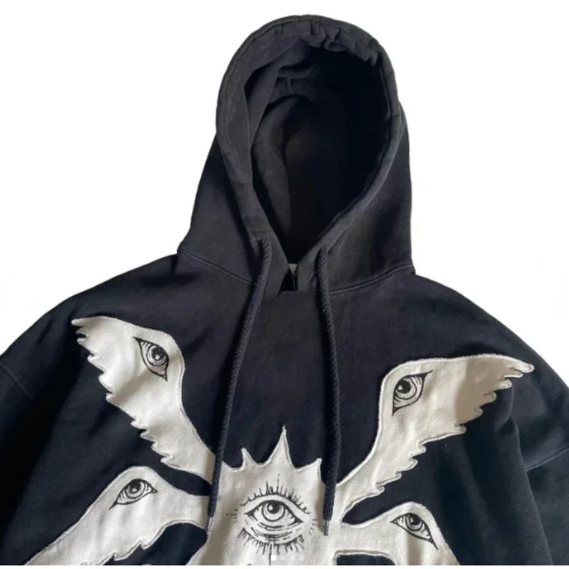 Vintage Hoodie American Y2K gothic pattern zip up winter womens mens hip hop long sleeve coats loose hooded sweatshirt