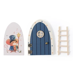 Wooden Miniature Fairy Door Decoration for Baby Room & Garden Decor (Blue)