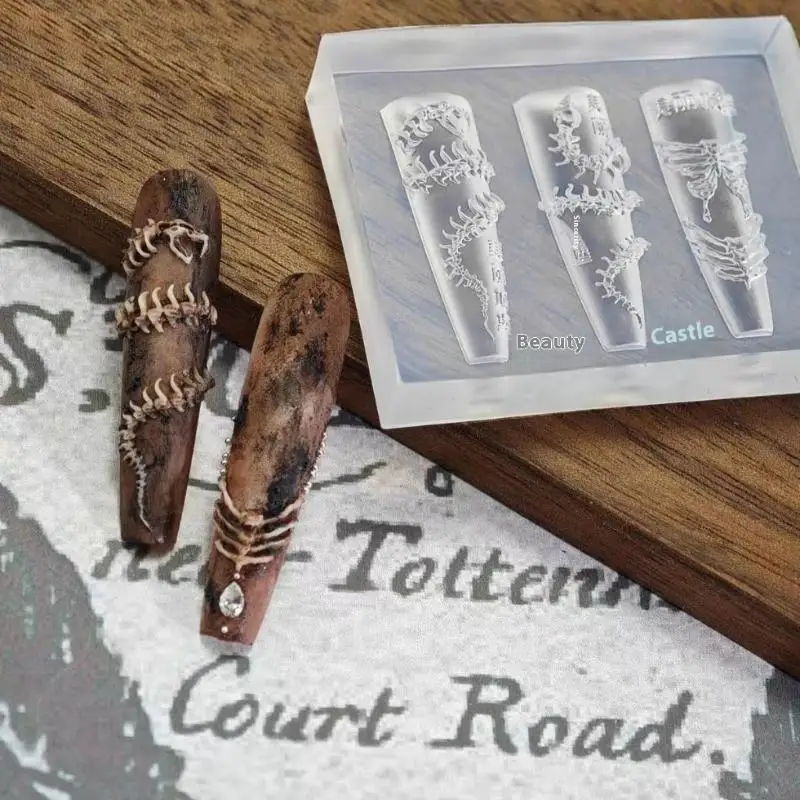 1개 3D 뱀뼈 모양 네일아트 장식 액세서리 DIY 디자인 실리콘 장식 네일아트..