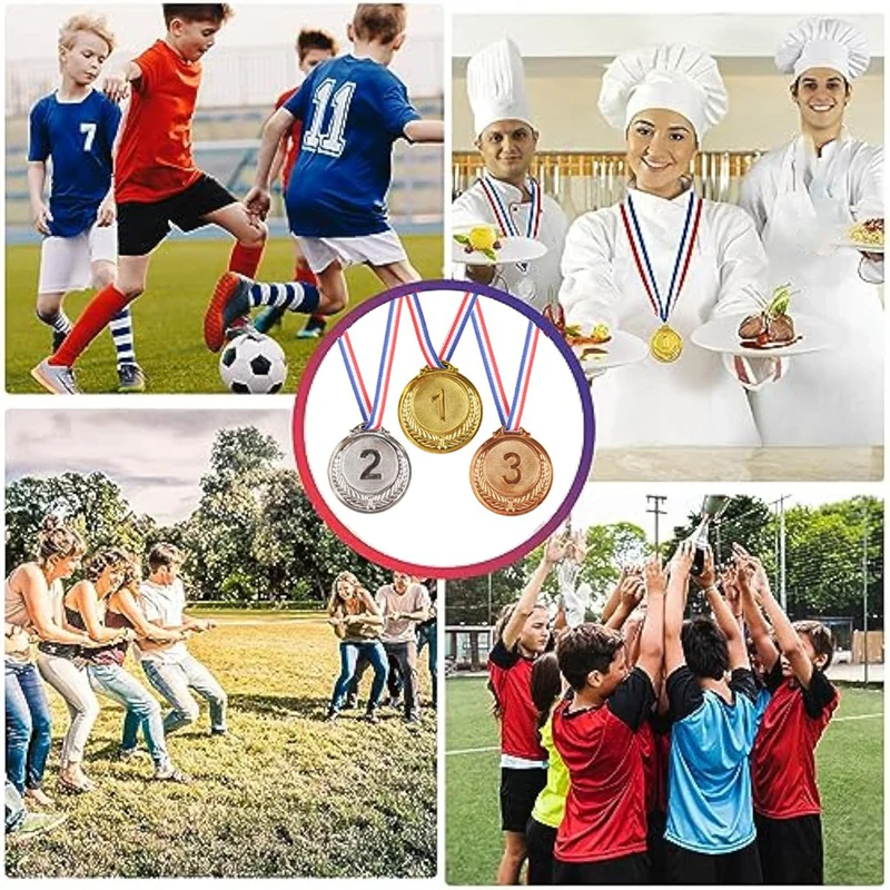 3 Medals, Gold, Silver, Bronze, Winners Medal With Ribbon 1St 2Nd 3Rd Children Metal Medal, Style Winners Medal