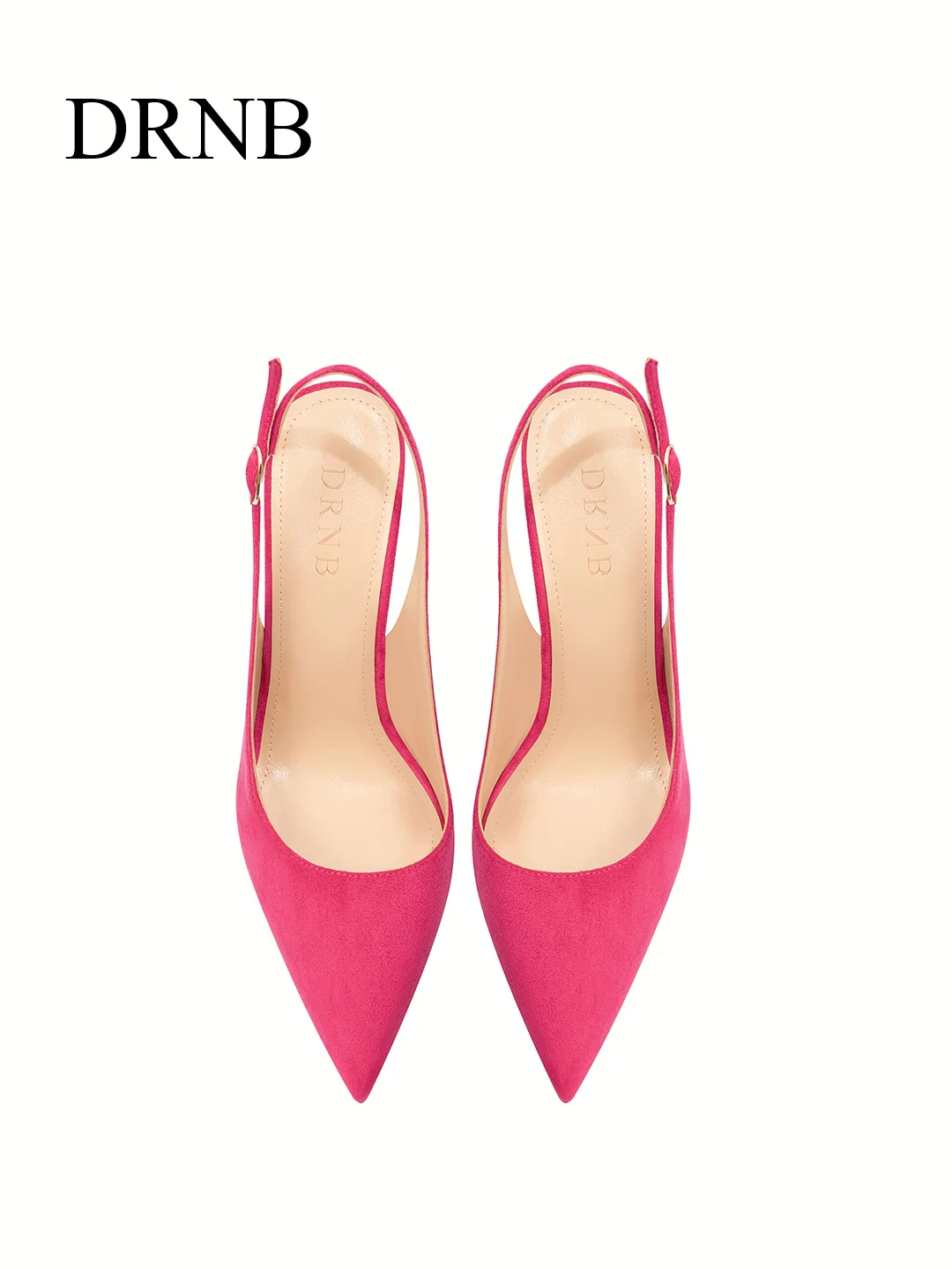 Women Heel Sandal Slingback Pointed Toe Sexy French Style Summer Flock Genuine Leather Side Open Stilettos