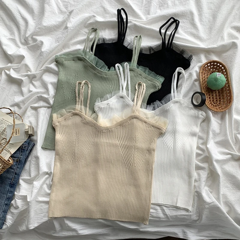 

HELIAR женские сетчатые лоскутные сексуальные топы с открытыми плечами без рукавов топы на бретельках однотонные повседневные топы летние топы